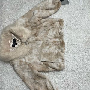 Marc new work woman's skin color faux fur coat size M